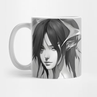 Beaux Animes Art Girl in black and white Design Mug